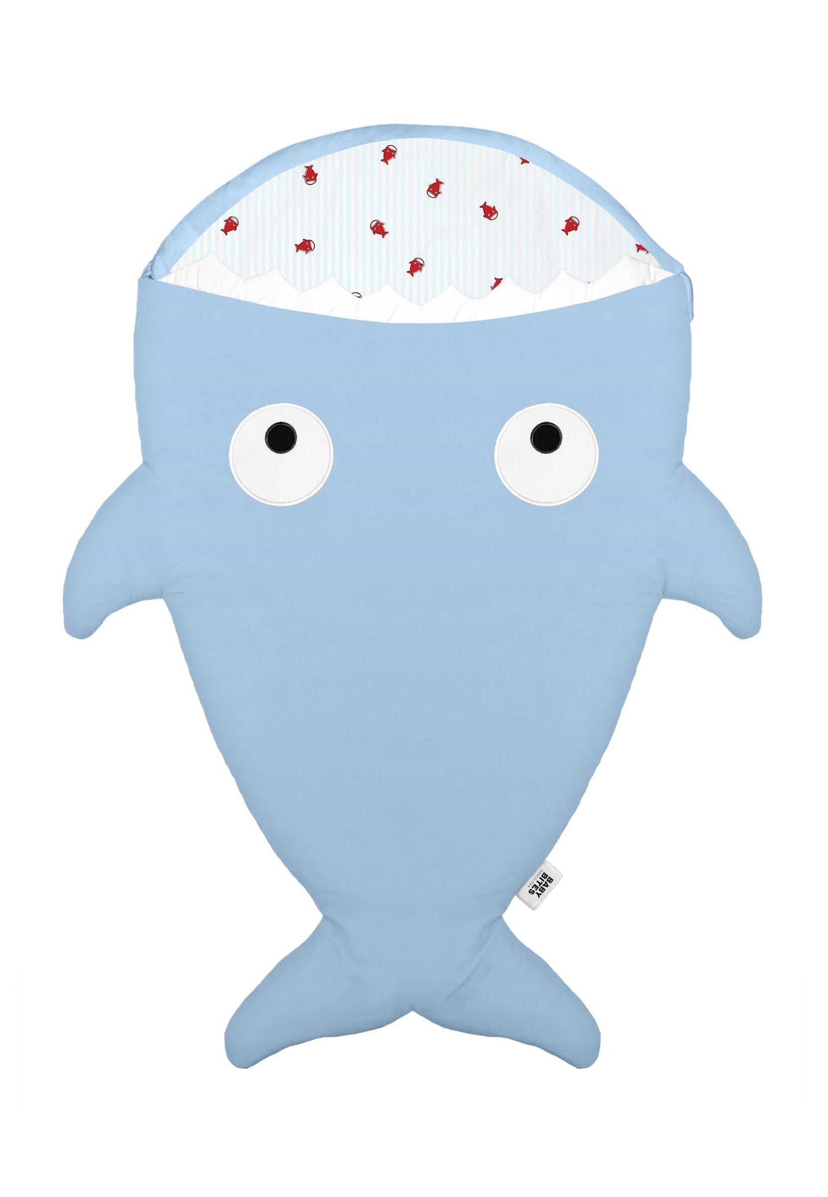 Fishy in Baby Blue with red fish pattern Sleeping Bag 🐠 .