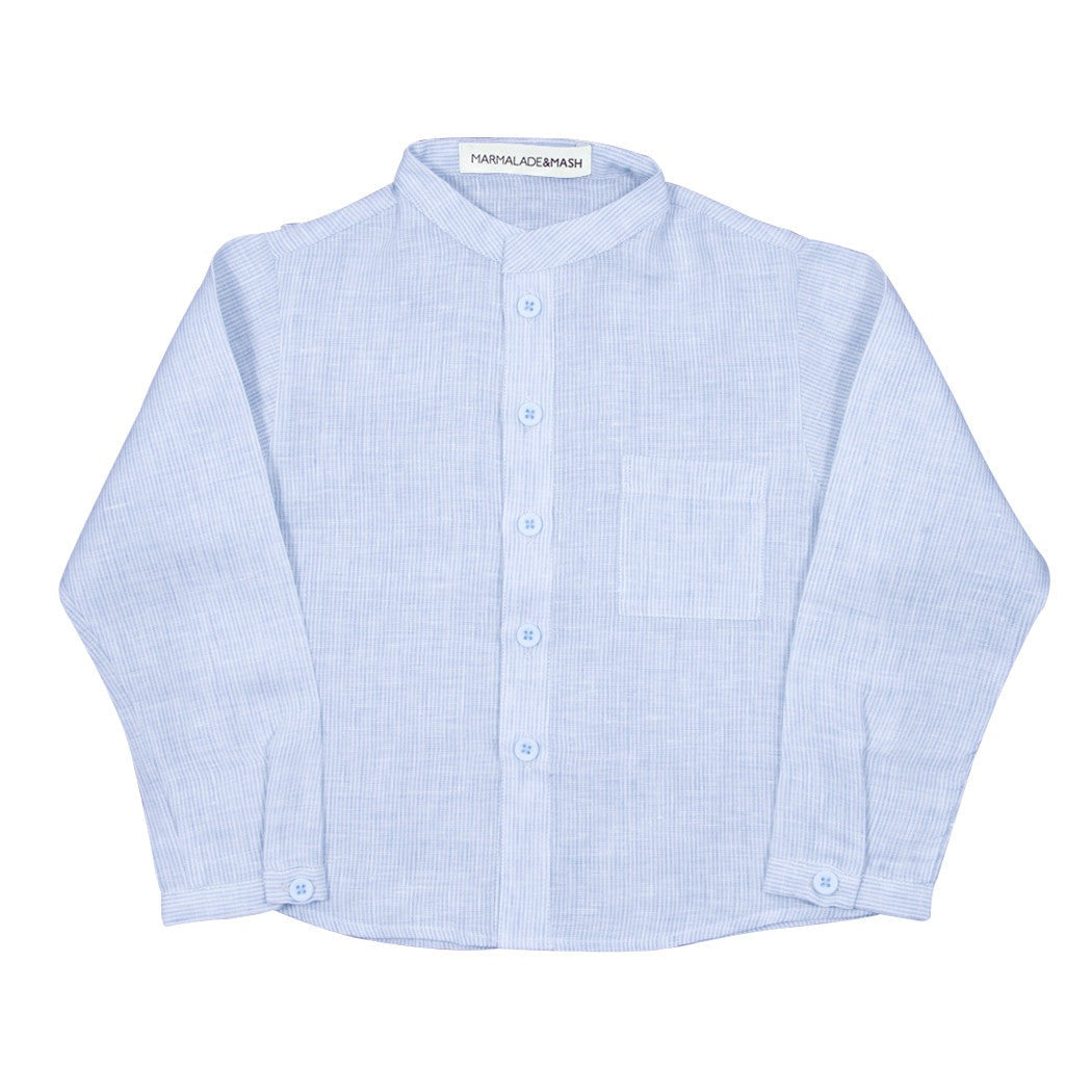 Striped Linen Shirt in Blue