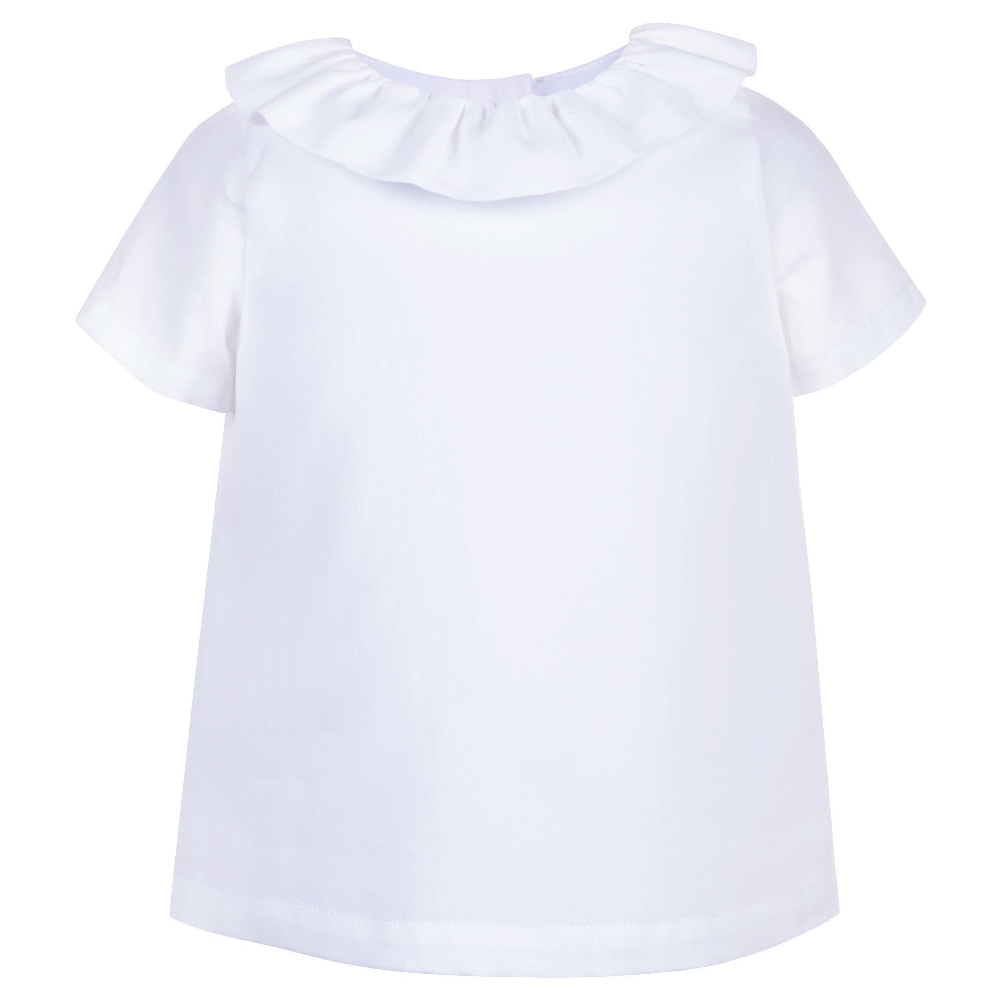 Ruffle Neck Short Sleeve Blouse